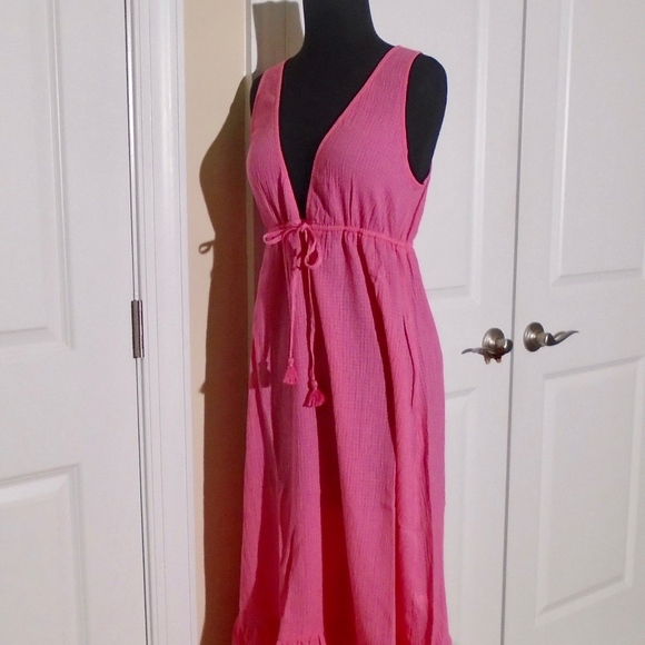 J CREW Deep V-Neck Midi Dress in Crinkle Cotton S - Picture 5 of 8